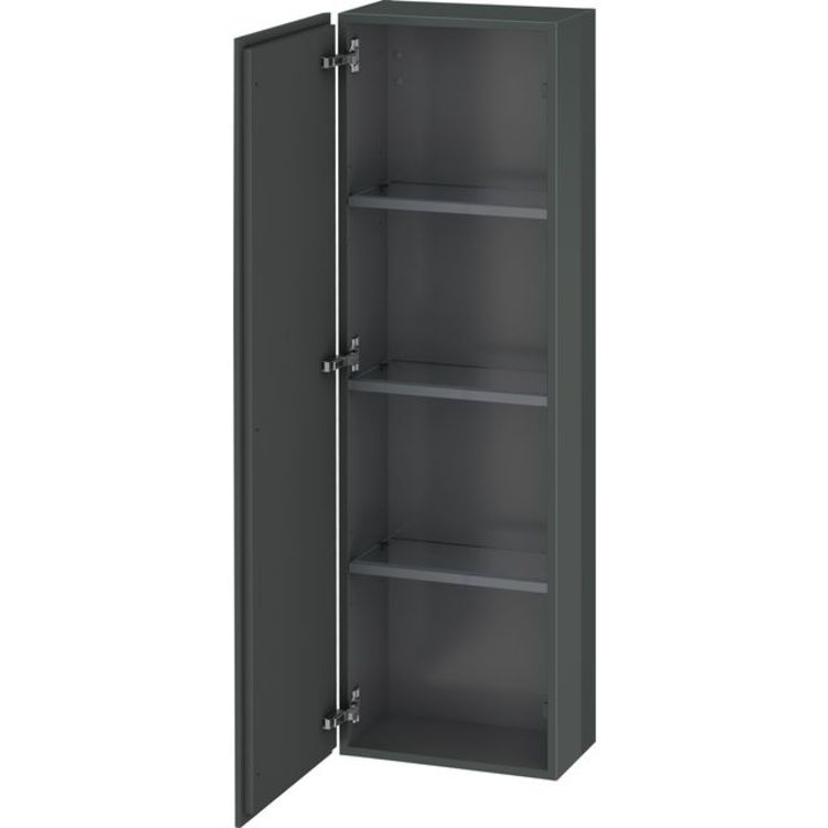 Duravit LC1168L3838 L Cube 15 3/4" Wall Mount Semi-Tall Linen Cabinet with Three Glass Shelves - Dolomiti Grey High Gloss Lacquer