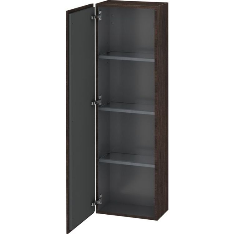 Duravit LC1168L5353 L Cube 15 3/4" Wall Mount Semi-Tall Linen Cabinet with Three Glass Shelves - Chestnut Dark (Decor)