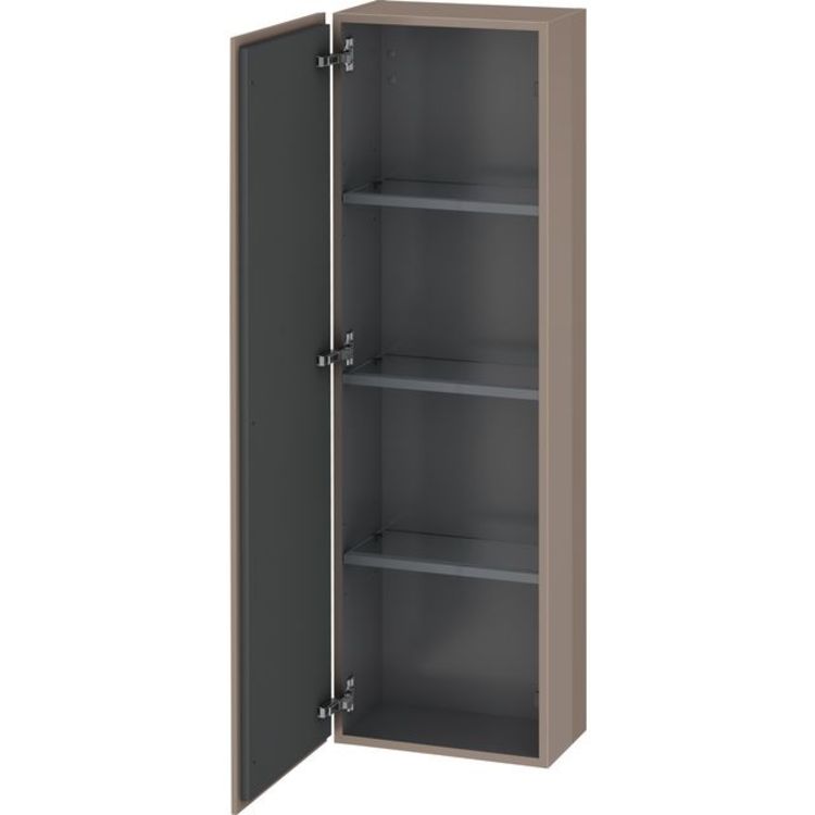 Duravit LC1168L8686 L Cube 15 3/4" Wall Mount Semi-Tall Linen Cabinet with Three Glass Shelves - Cappuccino High Gloss Lacquer