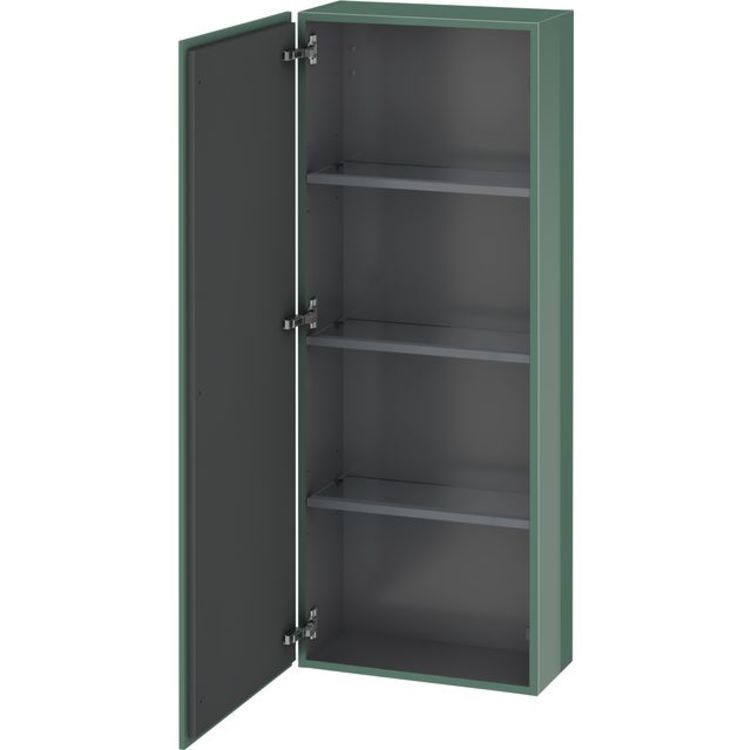 Duravit LC1169L0303 L Cube 19 5/8" Wall Mount Semi-Tall Linen Cabinet with One Door - Jade High Gloss Lacquer