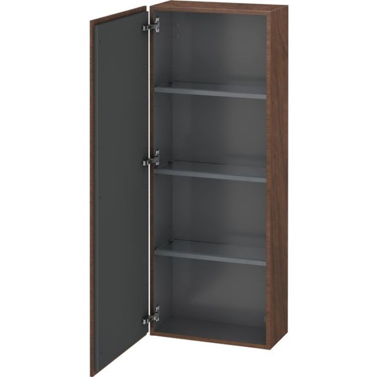 Duravit LC1169L1313 L Cube 19 5/8" Wall Mount Semi-Tall Linen Cabinet with One Door - American Walnut (Real Wood Veneer)
