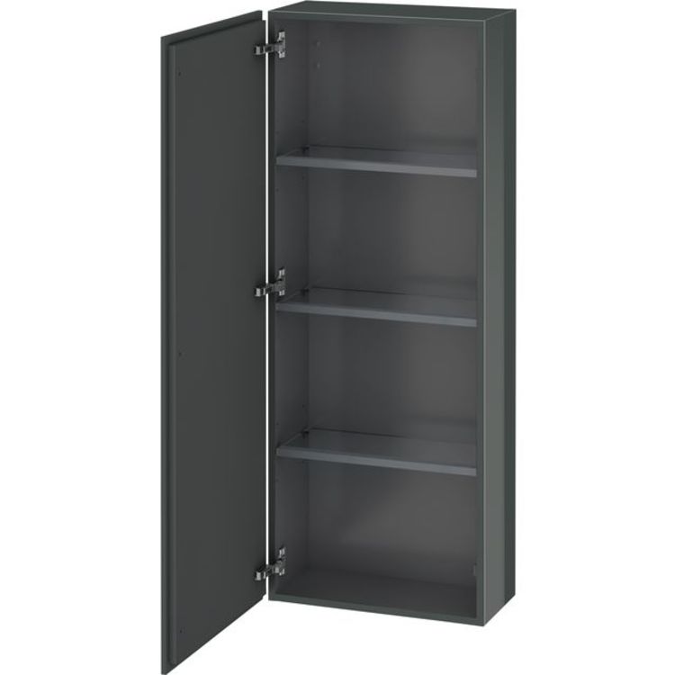 Duravit LC1169L3838 L Cube 19 5/8" Wall Mount Semi-Tall Linen Cabinet with One Door - Dolomiti Grey High Gloss Lacquer