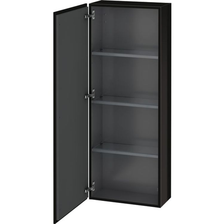Duravit LC1169L4040 L Cube 19 5/8" Wall Mount Semi-Tall Linen Cabinet with One Door - Black High Gloss Lacquer