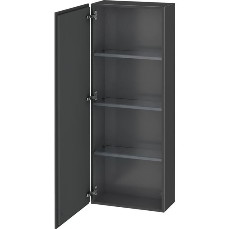 Duravit LC1169L4949 L Cube 19 5/8" Wall Mount Semi-Tall Linen Cabinet with One Door - Graphite Matte (Decor)