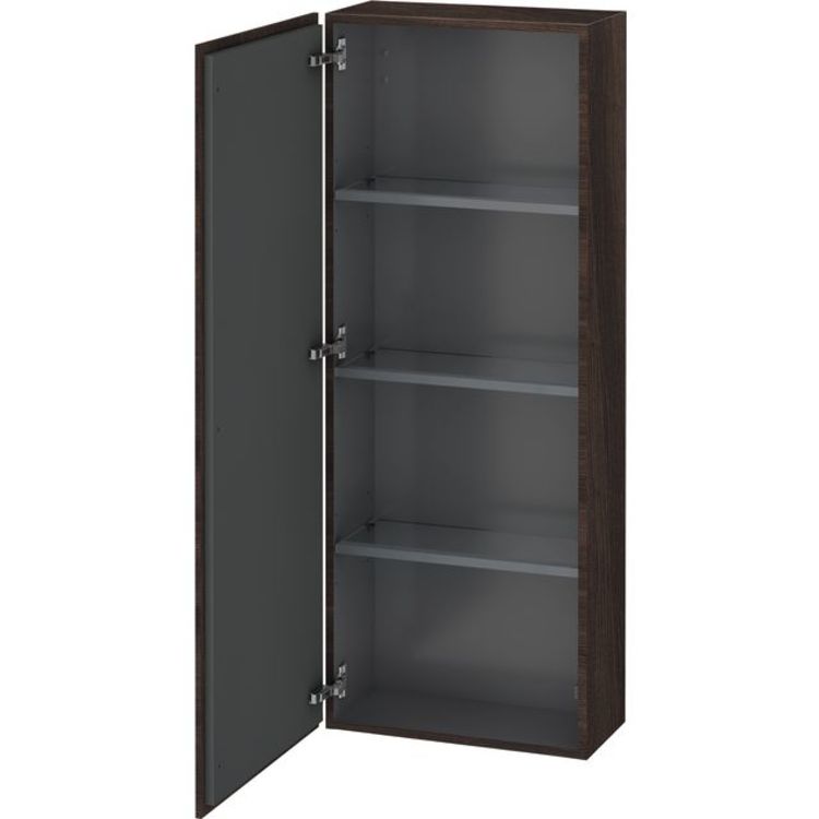 Duravit LC1169L5353 L Cube 19 5/8" Wall Mount Semi-Tall Linen Cabinet with One Door - Chestnut Dark (Decor)