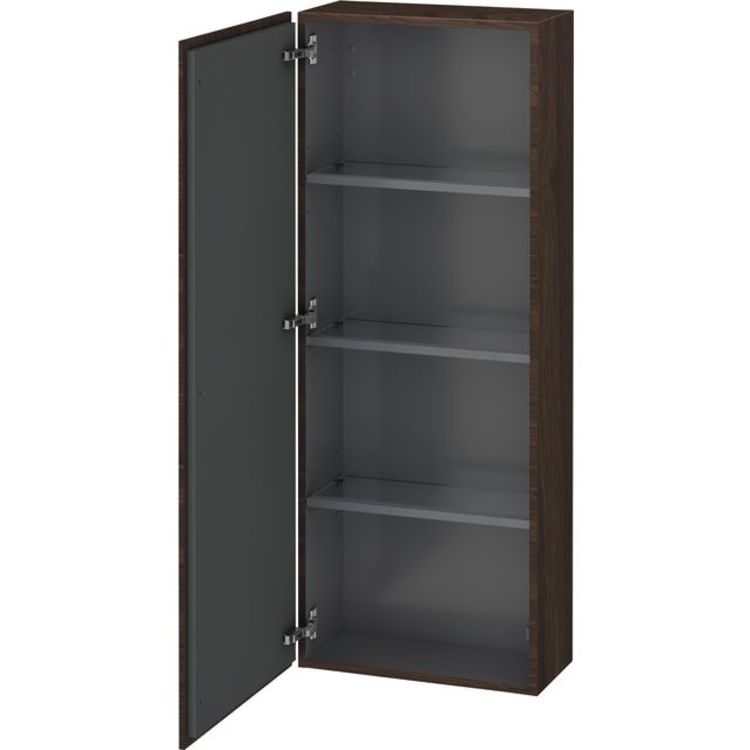 Duravit LC1169L6969 L Cube 19 5/8" Wall Mount Semi-Tall Linen Cabinet with One Door - Brushed Walnut (Real Wood Veneer)