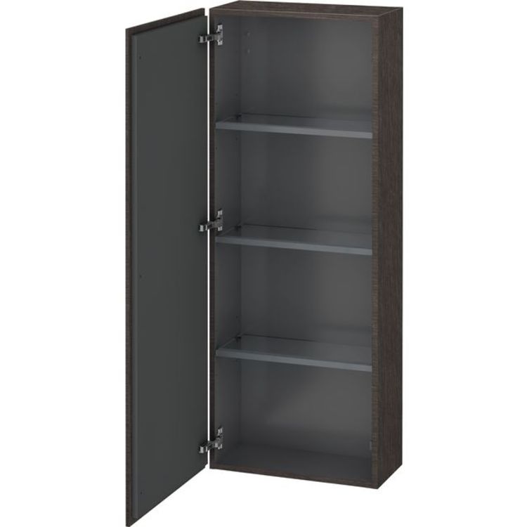 Duravit LC1169L7272 L Cube 19 5/8" Wall Mount Semi-Tall Linen Cabinet with One Door - Brushed Dark Oak (Real Wood Veneer)