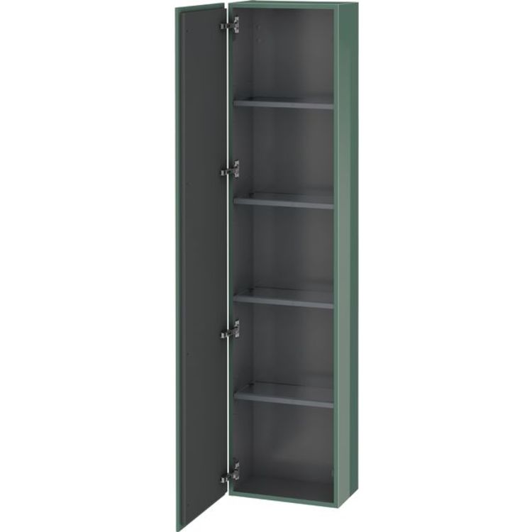 Duravit LC1170L0303 L Cube 15 3/4" Wall Mount Tall Linen Cabinet with Four Glass Shelves - Jade High Gloss Lacquer