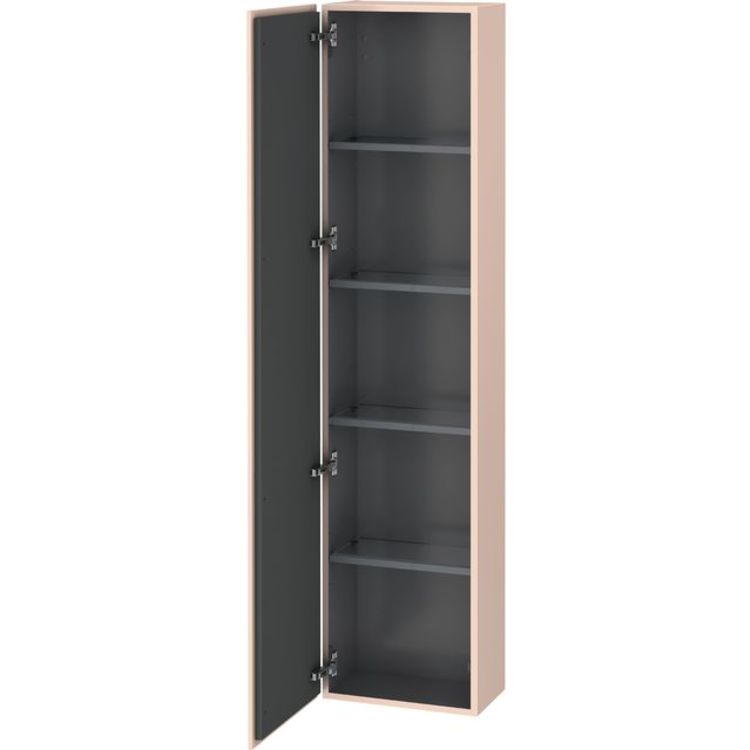 Duravit LC1170L2020 L Cube 15 3/4" Wall Mount Tall Linen Cabinet with Four Glass Shelves - Apricot Pearl Satin Matte