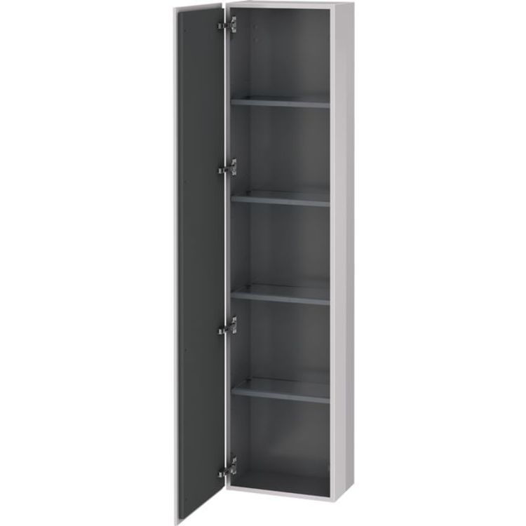 Duravit LC1170L2727 L Cube 15 3/4" Wall Mount Tall Linen Cabinet with Four Glass Shelves - White Lilac High Gloss Lacquer