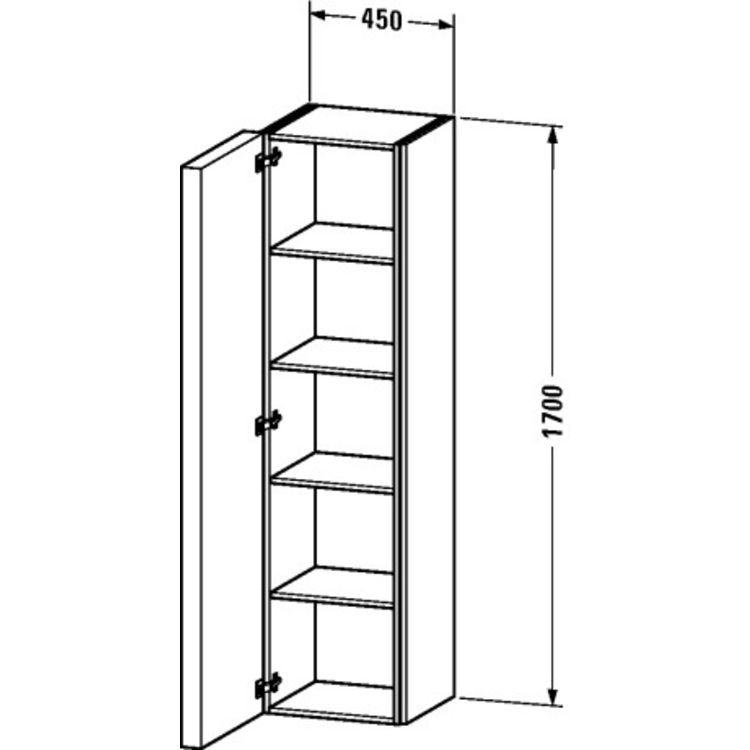 Duravit S19108R2424 Starck 66-7/8" Wall Mount Tall Linen Cabinet with Four Glass Shelves - Macassar Real Wood Veneer