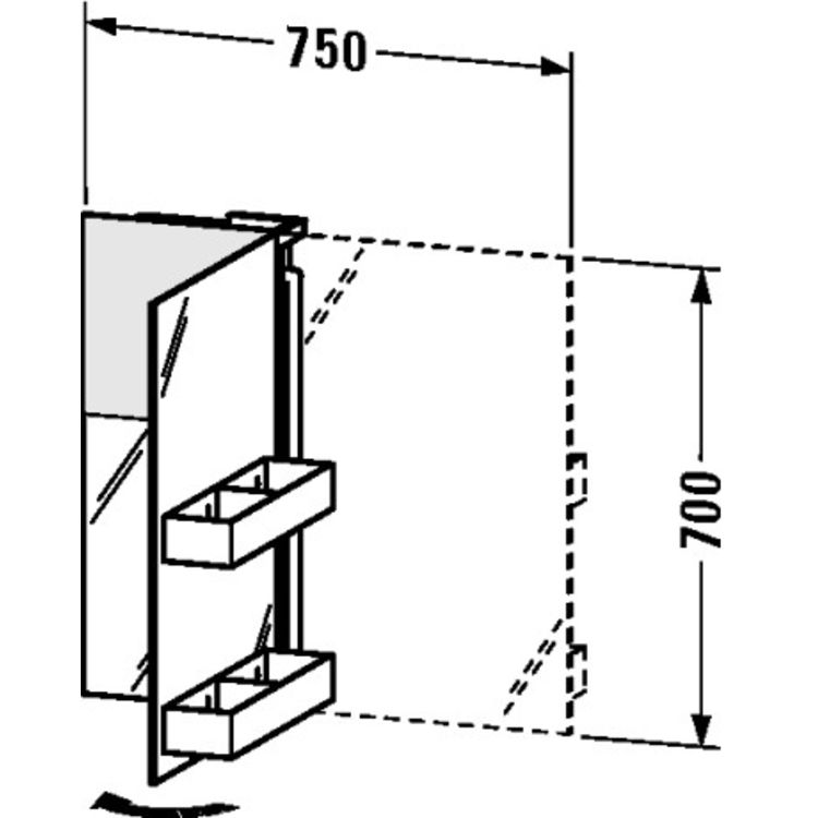 Duravit S19721R0000 Starck 29 1/2" Mirror Lighting Cabinet with One Mirror Door With Hinge Position