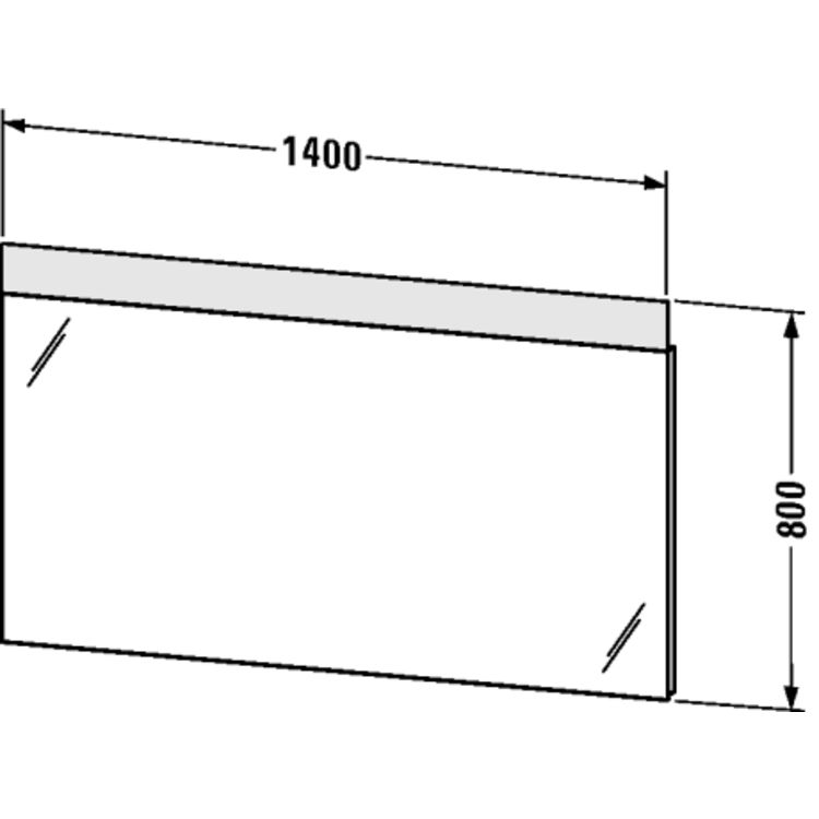 Duravit VE727100000 Vero 55 1/8" Rectangular Frameless Mirror with 33W Lighting