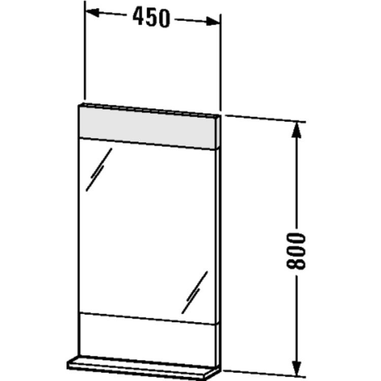 Duravit VE730002222 Vero 17 3/4" Rectangular Frameless Mirror with Below Shelf and Lighting - White High Gloss (Decor)