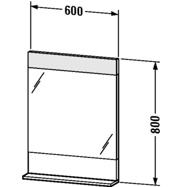 Duravit VE730102222 Vero 23 5/8" Rectangular Frameless Mirror with Below Shelf and Lighting - White High Gloss (Decor)