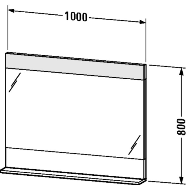 Duravit VE730302222 Vero 39 3/8" Rectangular Frameless Mirror with Below Shelf and Lighting - White High Gloss (Decor)