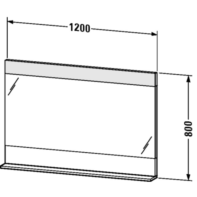 Duravit VE730402222 Vero 47 1/4" Rectangular Frameless Mirror with Below Shelf and Lighting - White High Gloss (Decor)