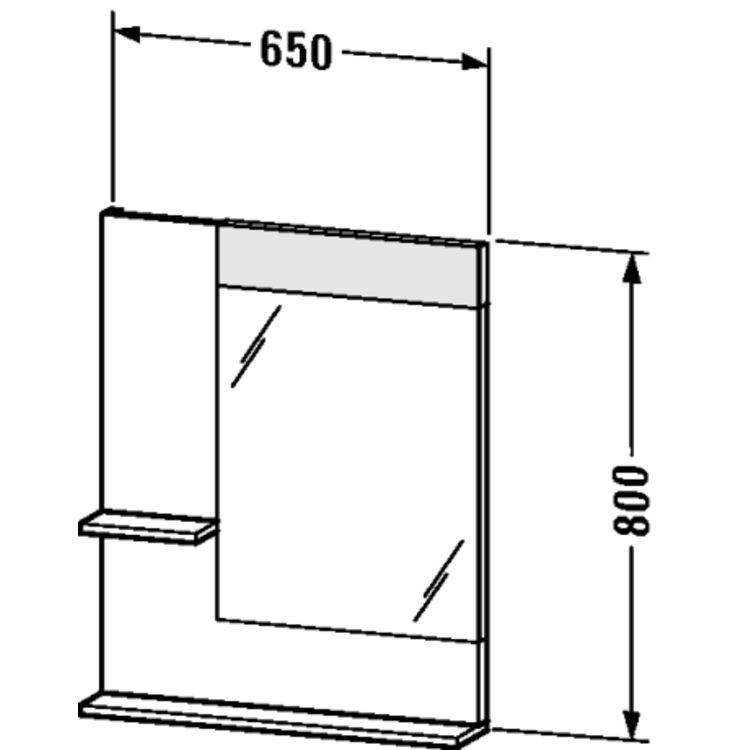 Duravit VE731002222 Vero 25 5/8" Rectangular Frameless Mirror with Shelves to Left Side and Below - White High Gloss (Decor)