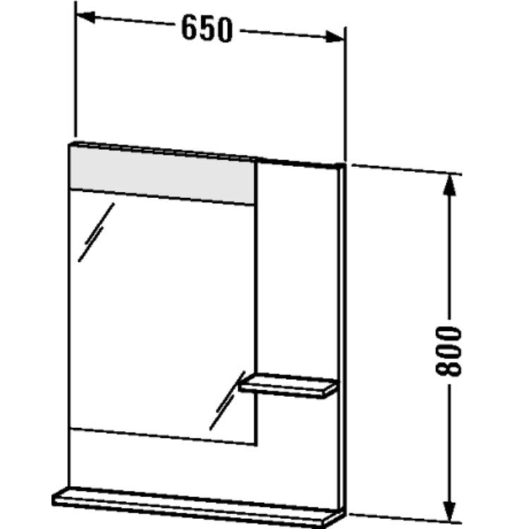Duravit VE732002222 Vero 25 5/8" Rectangular Frameless Mirror with Shelves to Right Side and Below - White High Gloss (Decor)