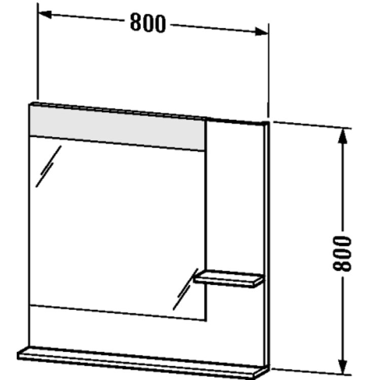 Duravit VE732102222 Vero 31 1/2" Square Frameless Mirror with Shelves to Right Side and Below - White High Gloss (Decor)