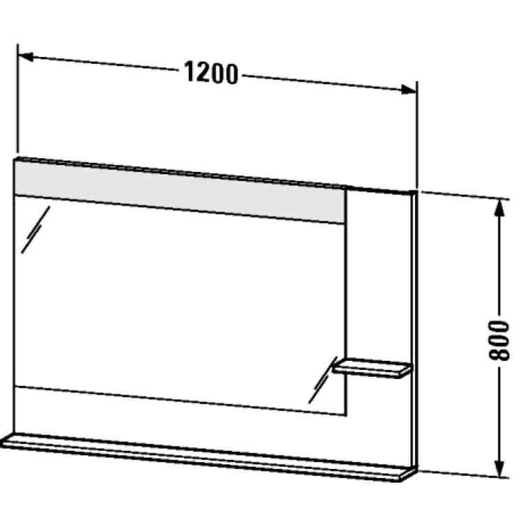 Duravit VE732302222 Vero 47 1/4" Rectangular Frameless Mirror with Shelves to Right Side and Below - White High Gloss (Decor)