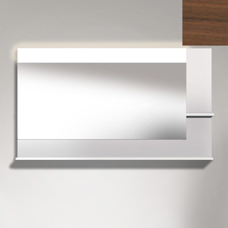 Duravit VE732401313 Vero 55 1/8" Rectangular Frameless Mirror with Shelves to Right Side and Below - American Walnut (Real Wood Veneer)