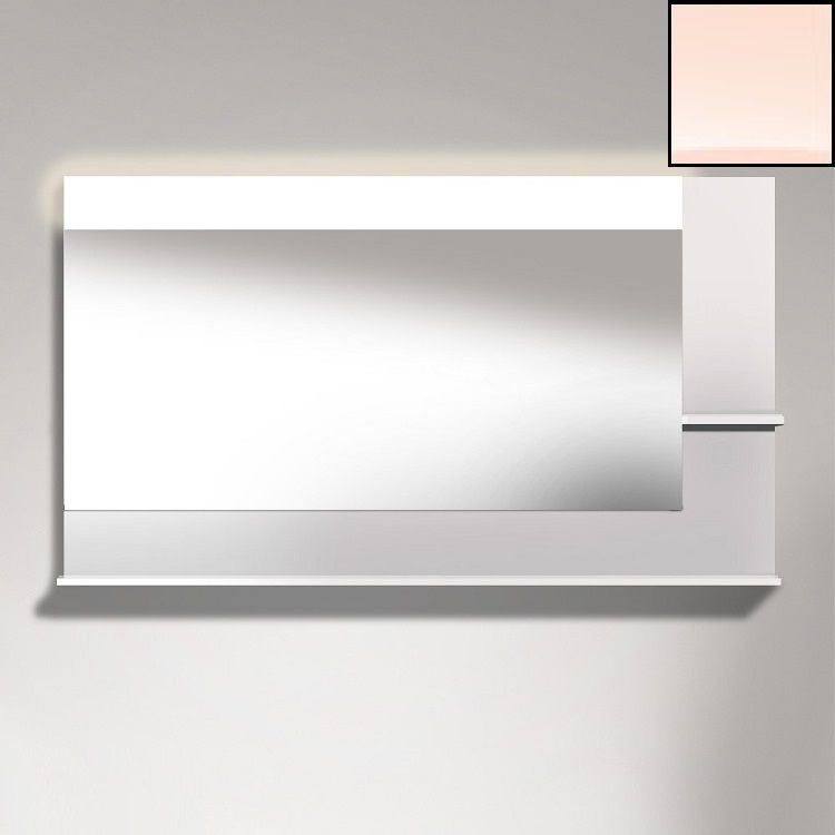 Duravit VE732402020 Vero 55 1/8" Rectangular Frameless Mirror with Shelves to Right Side and Below - Apricot Pearl Satin Matte