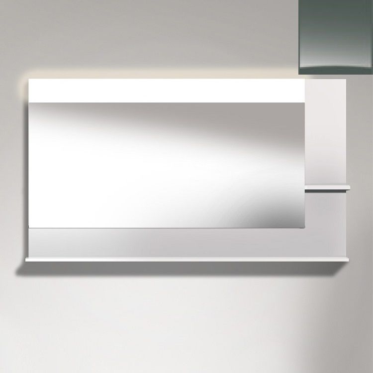 Duravit VE732403838 Vero 55 1/8" Rectangular Frameless Mirror with Shelves to Right Side and Below - Dolomiti Grey High Gloss Lacquer