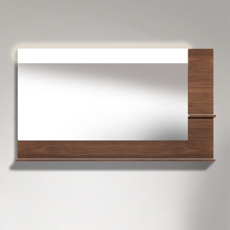Duravit VE732405353 Vero 55 1/8" Rectangular Frameless Mirror with Shelves to Right Side and Below - Chestnut Dark (Decor)