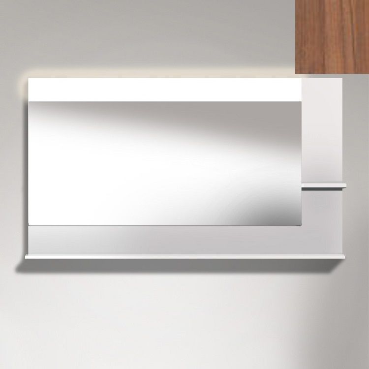 Duravit VE732407979 Vero 55 1/8" Rectangular Frameless Mirror with Shelves to Right Side and Below - Natural Walnut (Decor)