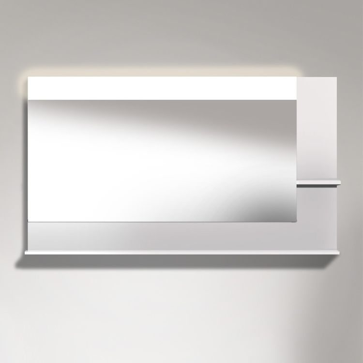 Duravit VE732408585 Vero 55 1/8" Rectangular Frameless Mirror with Shelves to Right Side and Below - White High Gloss Lacquer