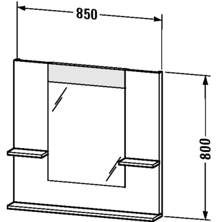 Duravit VE735002222 Vero 33 1/2" Rectangular Frameless Mirror with Shelves to Both Sides and Below - White High Gloss (Decor)