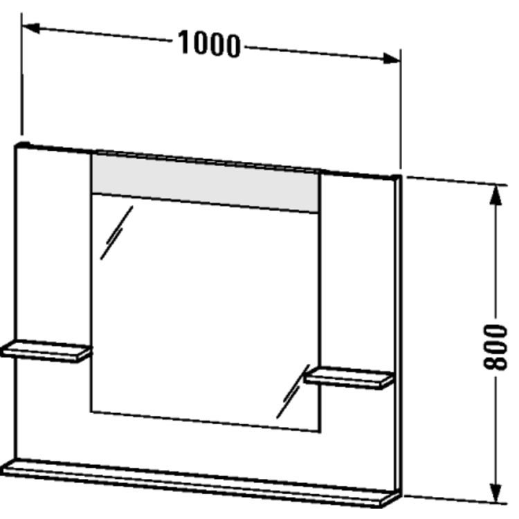 Duravit VE735102222 Vero 39 3/8" Rectangular Frameless Mirror with Shelves to Both Sides and Below - White High Gloss (Decor)