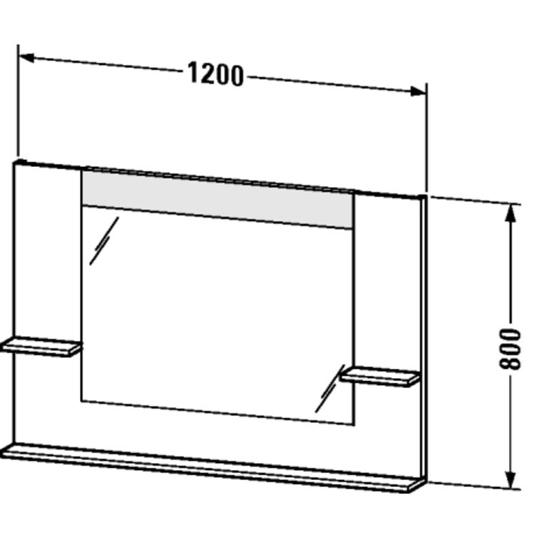 Duravit VE735202222 Vero 47 1/4" Rectangular Frameless Mirror with Shelves to Both Sides and Below - White High Gloss (Decor)