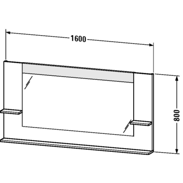 Duravit VE735402222 Vero 63" Rectangular Frameless Mirror with Shelves to Both Sides and Below - White High Gloss (Decor)