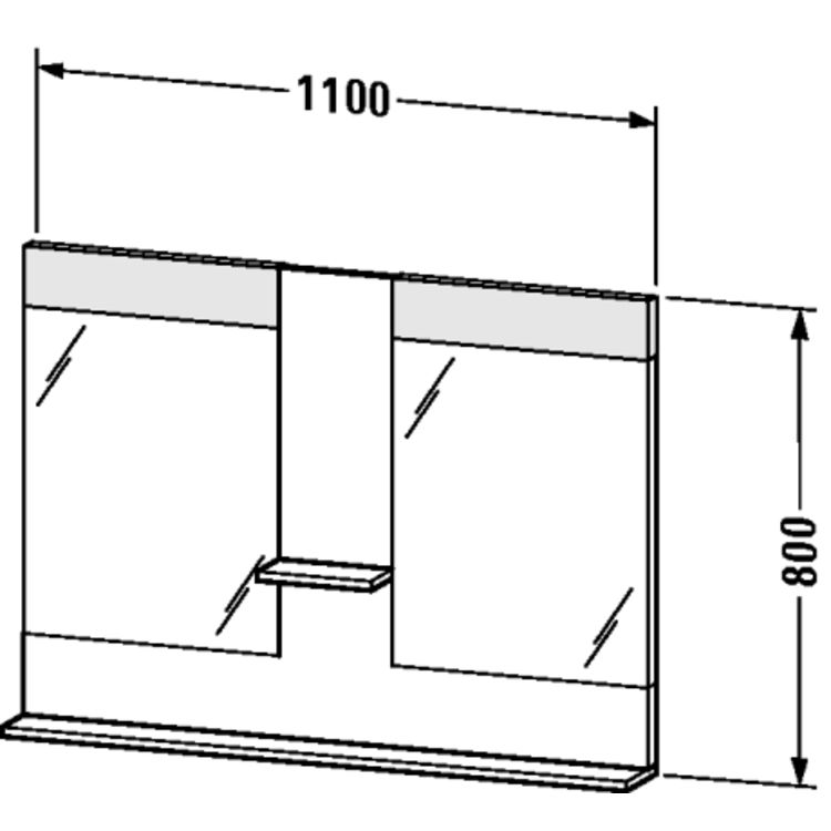 Duravit VE736002222 Vero 43 1/4" Rectangular Frameless Mirror with Shelves to Center and Below - White High Gloss (Decor)