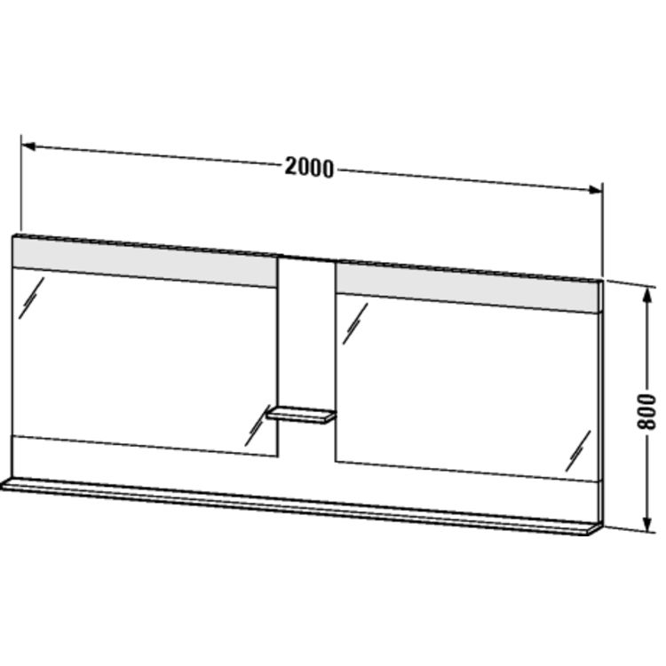 Duravit VE736302222 Vero 78 3/4" Rectangular Frameless Mirror with Shelves to Center and Below - White High Gloss (Decor)