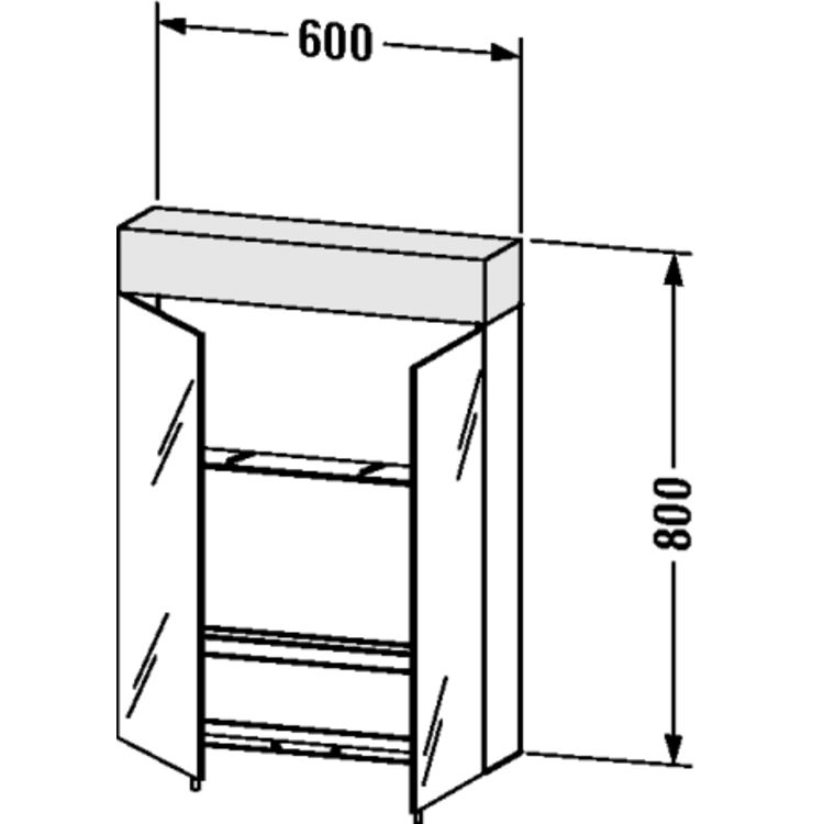 Duravit VE750100000 Vero 23 5/8" Mirror Lighting Cabinet with One Glass and Wooden Shelves