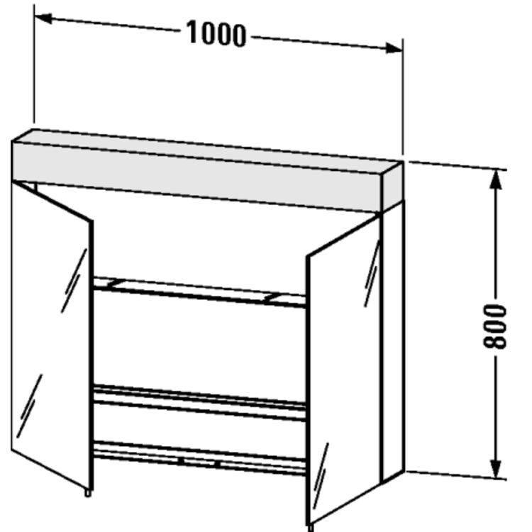 Duravit VE750300000 Vero 39 3/8" Mirror Lighting Cabinet with One Glass and Wooden Shelves