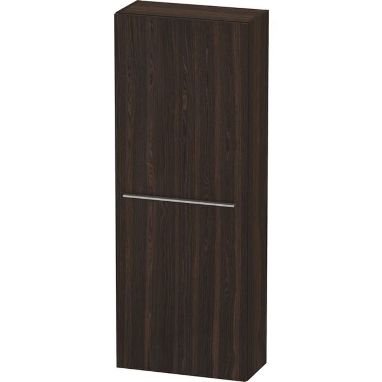 Duravit XL1154L6969 X-Large 19 5/8" Wall Mount Semi-Tall Linen Cabinet with Four Glass Shelves - Brushed Walnut (Real Wood Veneer)