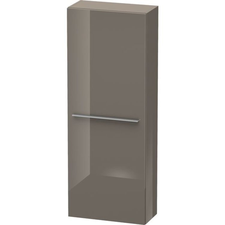 Duravit XL1154L8989 X-Large 19 5/8" Wall Mount Semi-Tall Linen Cabinet with Four Glass Shelves - Flannel Grey High Gloss Lacquer