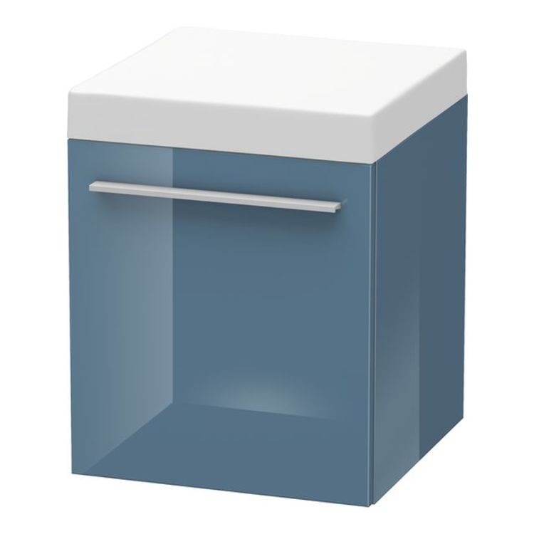 Duravit XL270404747 X-Large 20 1/8" Free Standing Mobile Storage Cabinet with One Drawer - Stone Blue High Gloss Lacquer