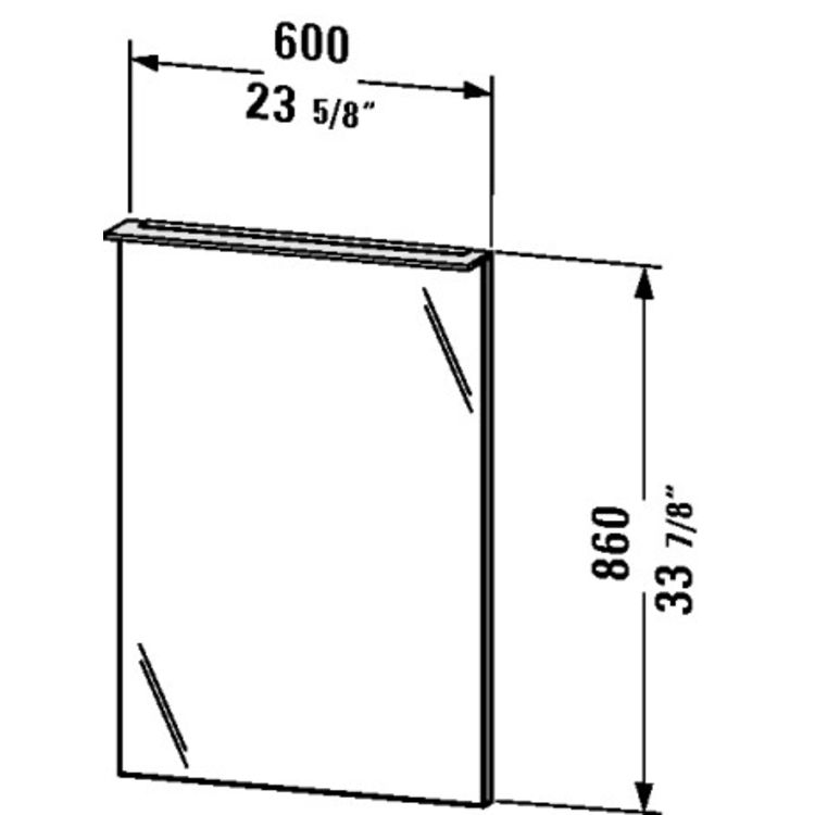 Duravit XL729201212 X-Large 23 5/8" Rectangular Frameless Mirror with Lighting - Brushed Oak (Real Wood Veneer)