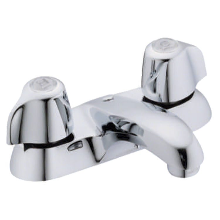 Gerber Classics Two-Handle Centerset Chrome Bathroom Faucet with Metal Handles, 1.2 GPM, Three-Hole Installation, Compression Cartridges - 43-411-65