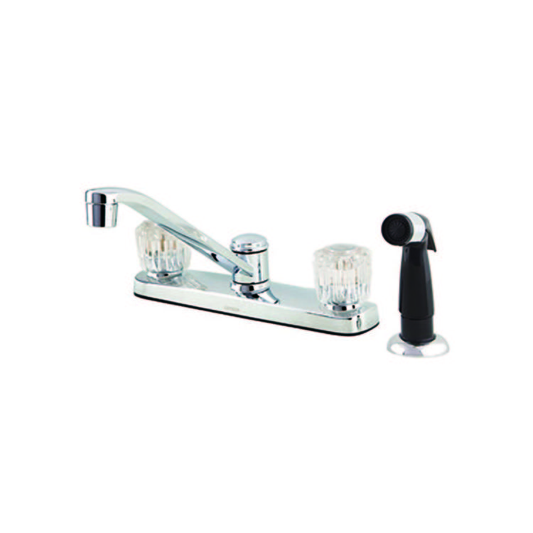 Gerber Maxwell Two-Handle Kitchen Faucet w/ Side Spray, Crystal Handles, Chrome - 42-211-W