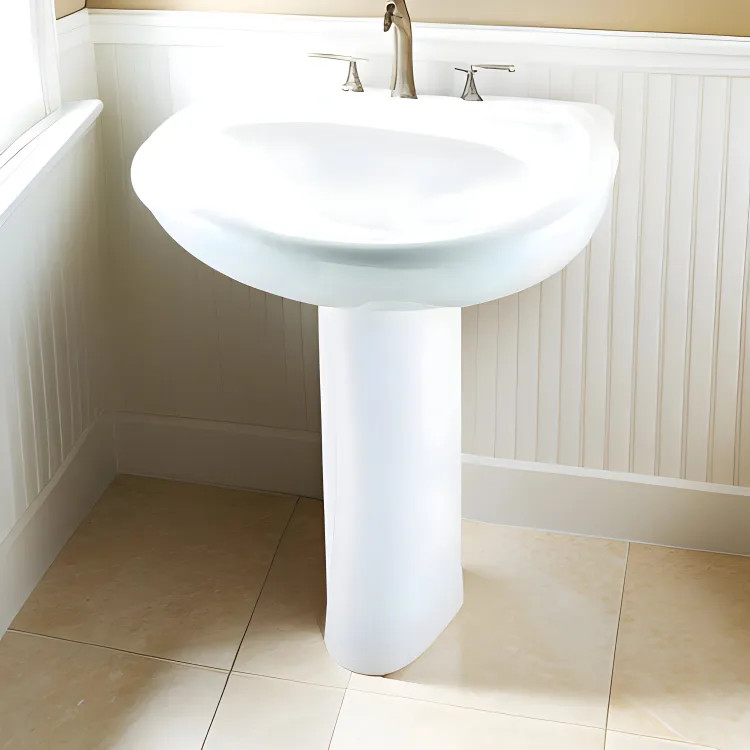 Gerber Maxwell Standard Pedestal Bathroom Sink, 8" Centers, Rear Drain, 3-Hole, Vitreous China, White - 22-518