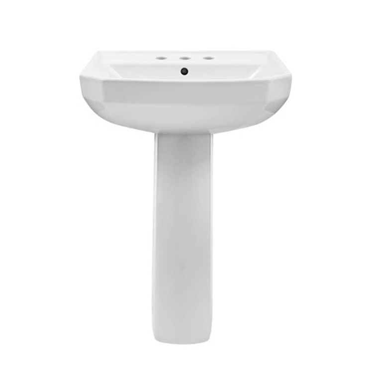 Gerber 23-564 Viper Petite Pedestal Bathroom Sink, 3-Hole, 4" Centers, White