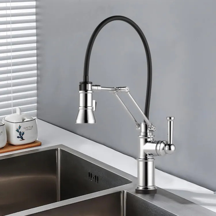 Brizo Artesso Single-Handle Articulating Kitchen Faucet w/ 2-Function Sprayer, SmartTouch, MagneDock, 1.8 GPM, Polished Chrome - 64225LF-PC