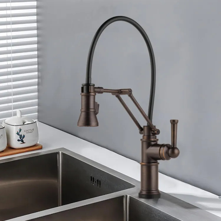 Brizo Artesso Single-Handle Articulating Kitchen Faucet w/ 2-Function Sprayer, SmartTouch, MagneDock, 1.8 GPM, Venetian Bronze - 64225LF-RB