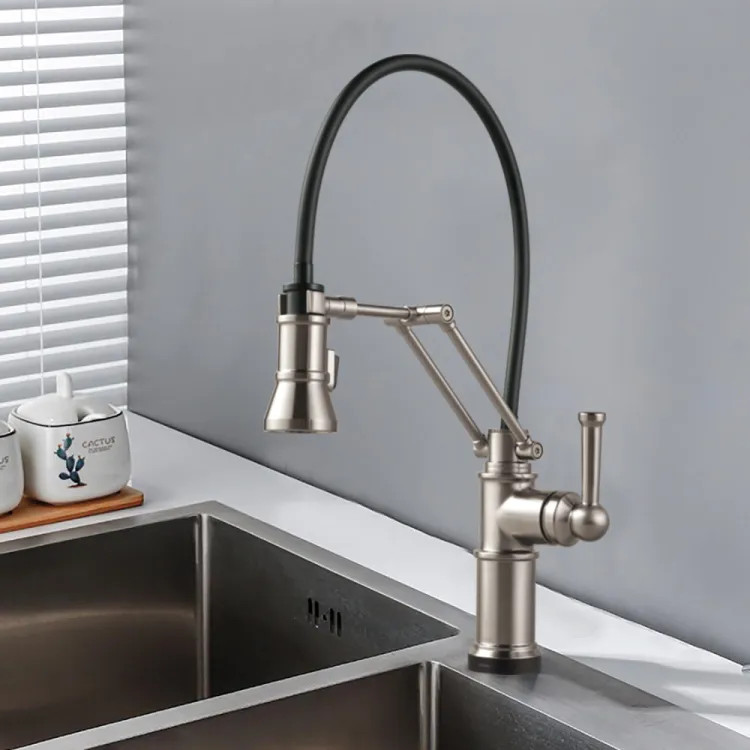 Brizo Artesso Single-Handle Articulating Kitchen Faucet w/ 2-Function Sprayer, SmartTouch, MagneDock, 1.8 GPM, Brilliance Stainless - 64225LF-SS